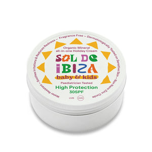 Sol de Ibiza baby & kids sunscreen cream jar on a white background
