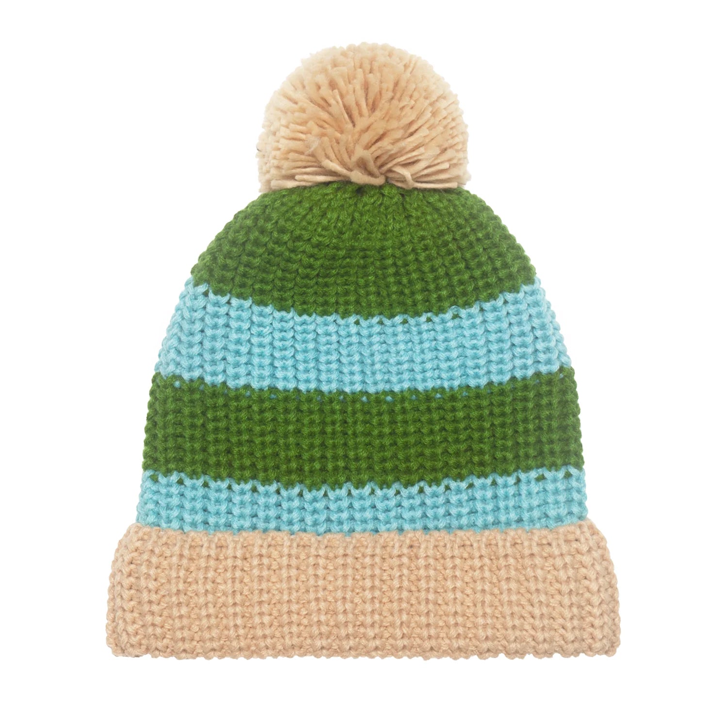 Cosy Striped Knitted Hat Green - Rockahula