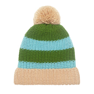 Cosy Striped Knitted Hat Green - Rockahula