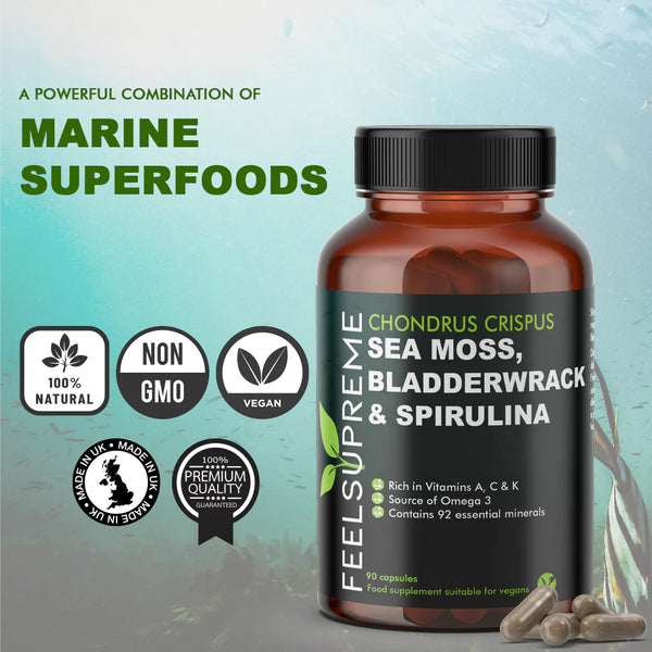 Sea Moss, Bladderwrack and Spirulina Capsules - Feel Supreme