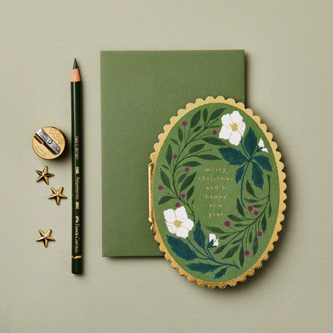 Green Flora 'Merry Christmas' Card - Wanderlust Paper Co.