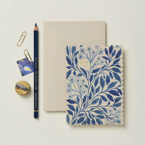 Blue Flora 'Thank You' Card - Wanderlust Paper Co.