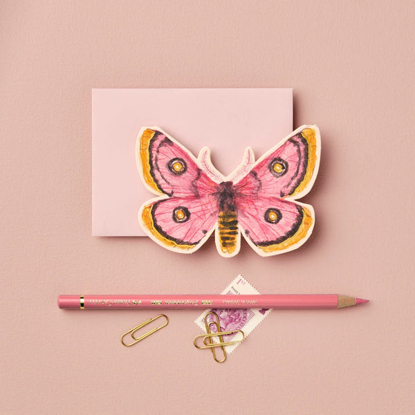 Pink Moth Mini Card - Wanderlust Paper Co.