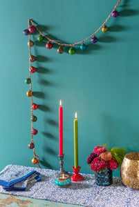 Garland with 20 Small Frosted Metallic Glass Baubles - Ian Snow
