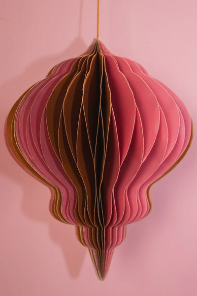 Pink & Brown Origami Lantern Hanging Decoration - Ian Snow