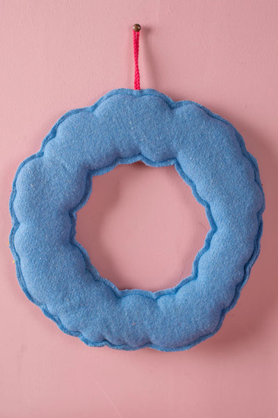 Butterfly & Wildflowers Blue Felt Wreath - Ian Snow