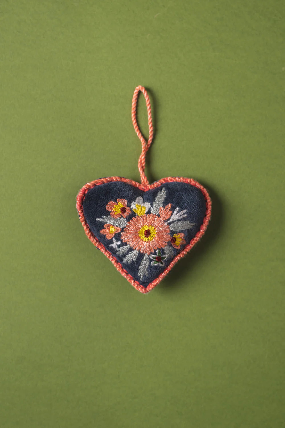 Blue Bouquet Velvet Heart Decoration - Ian Snow