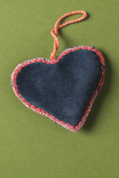 Blue Bouquet Velvet Heart Decoration - Ian Snow