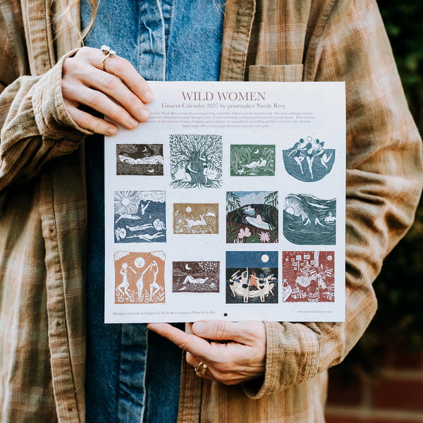 Wild Women Linocut 2027 Wall Calendar - Prints by the Bay