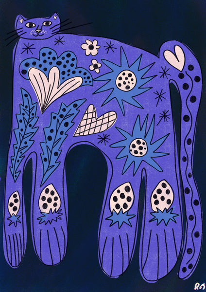 Evening Cat A3 Print - Rebecca Joy Ltd