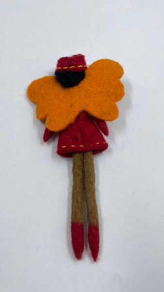 Red Handmade Felt Angel Lady Decoration - Funky Yak Ltd 