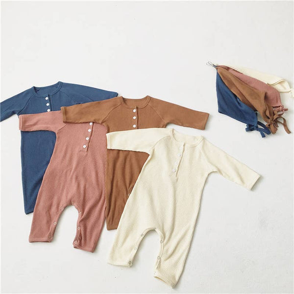 Brown Earth Romper with Hat - 6-12 Months - Mama Siesta