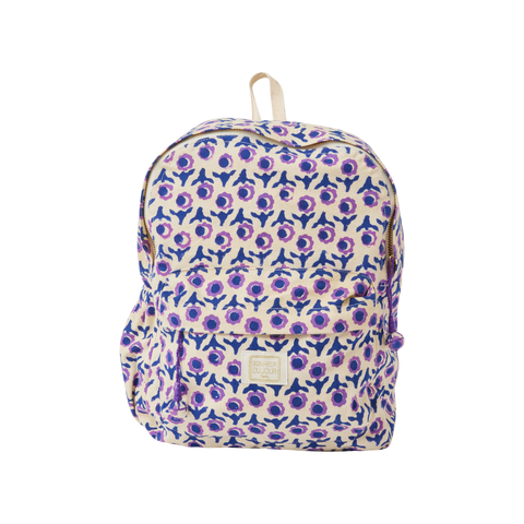 Floral patterned backpack on a white background