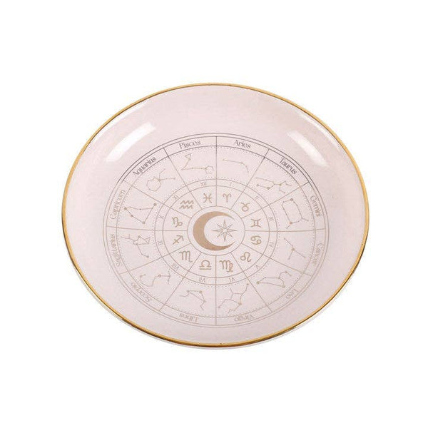 Decorative dish with zodiac symbols on a white background