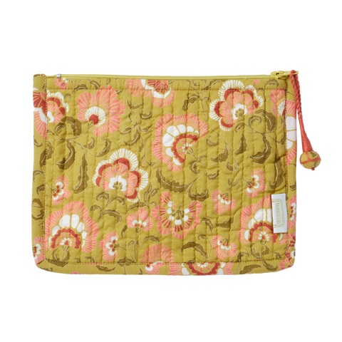 Ganesh Olive Cotton Beauty Pouch - Small - Bonheur du Jour Paris