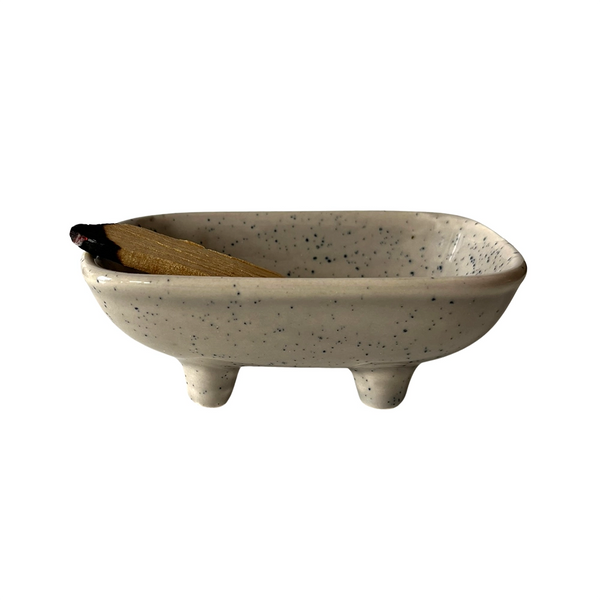 Ceramic dish for burning sage and incense on a white background