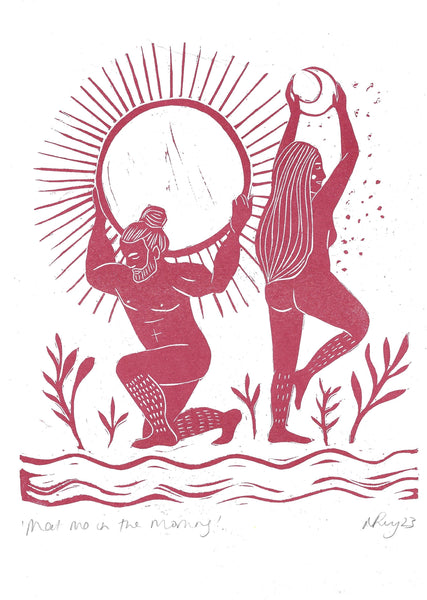 Burgundy Meet Me in the Morning Riso Print - Prints by the Bay