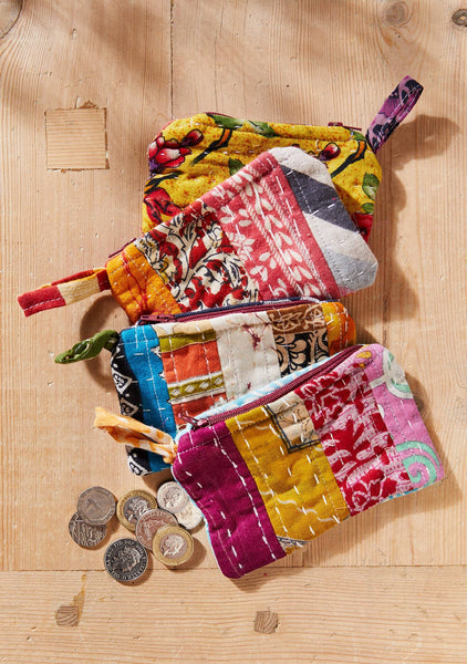 Vintage Kantha Coin Pouch - Namaste