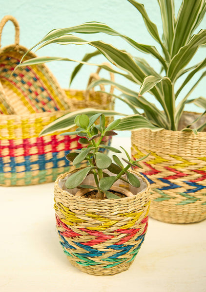 Large Rainbow Seagrass Basket with Handles - Namaste