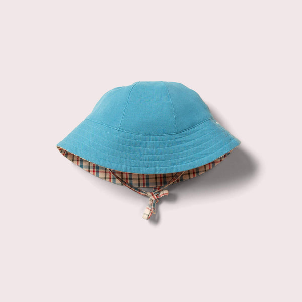 Checked Seersucker Reversible Sunhat - 5-8 Years - Little Green Radicals