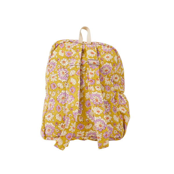 Floral-patterned backpack on a white background