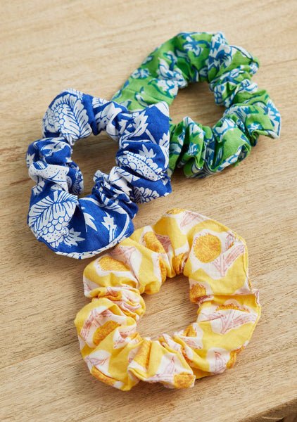 Block Print Scrunchie in Mixed Prints