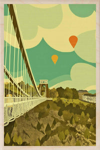 Bristol Suspension Bridge Balloons Wooden Postcard - Emy Lou Holmes
