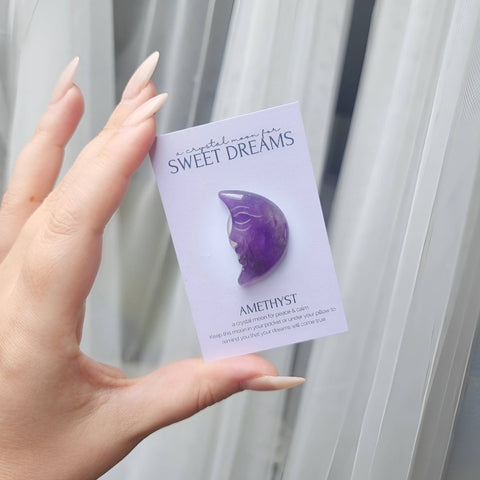 Sweet Dreams Amethyst Moon Pocket Crystal Gift - Two Libras