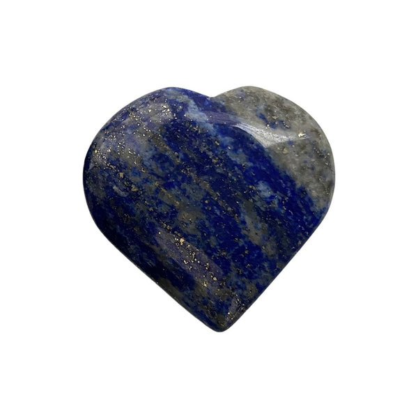 Heart-shaped lapis lazuli stone on a white background