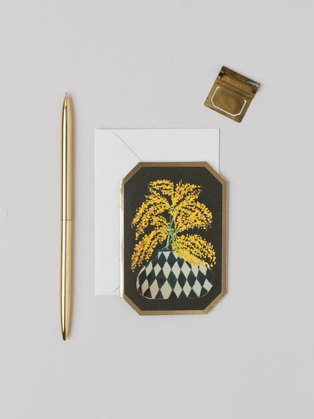 Mimosa Botanical Die Cut Floral Mini Card - Katie Housley