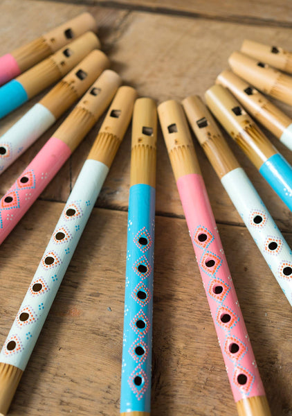 Pastel Coloured Bamboo Flute - Namaste
