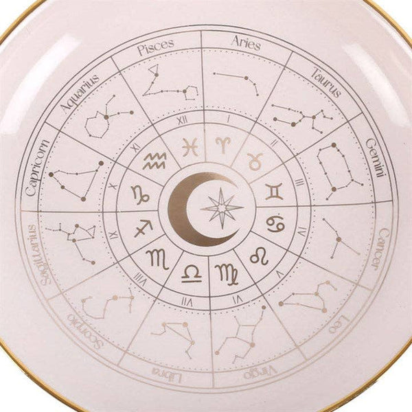 Decorative dish with zodiac symbols on a white background