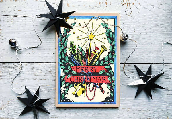 Merry Christmas Wooden Postcard - Cressida Bell