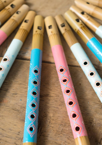 Pastel Coloured Bamboo Flute - Namaste