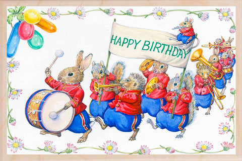 Birthday Band Wooden Postcard