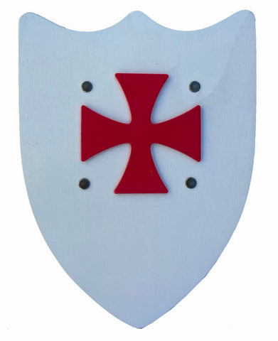 White with Templar Cross Historic  Shield - Large