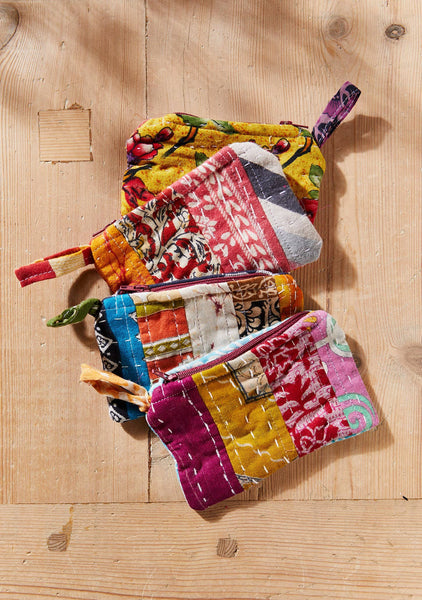 Vintage Kantha Coin Pouch - Namaste