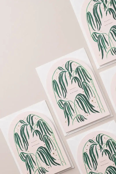 Happy Birthday Starry Palms Die Cut Greeting Card - Katie Housley