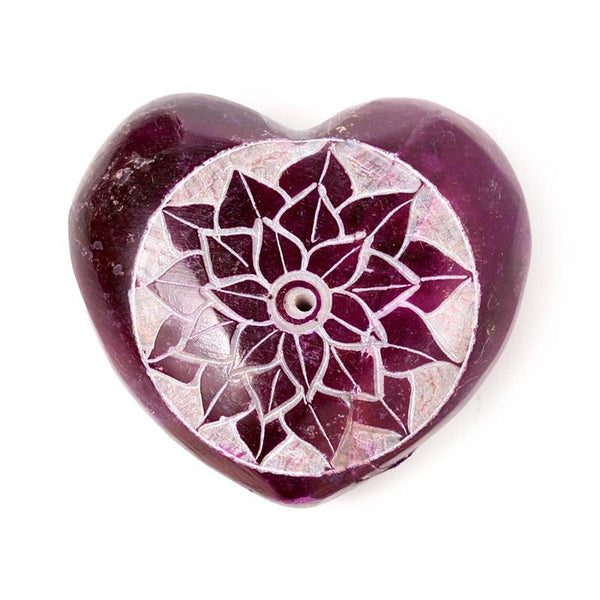 Chakra Heart Carved Soapstone Incense Stick Burner