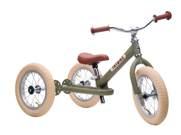 Vintage Green 2 In 1 Balance Bike/Trike - Trybike