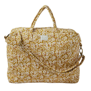 Large Olive Iris Floral Printed Quilted Bag - Bonheur du Jour