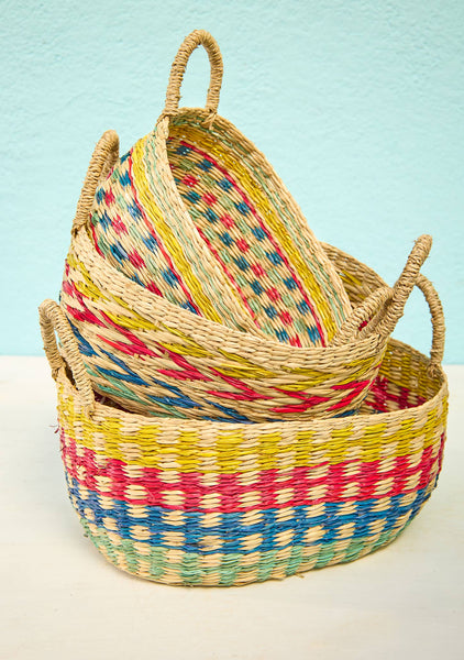 Large Rainbow Seagrass Basket with Handles - Namaste