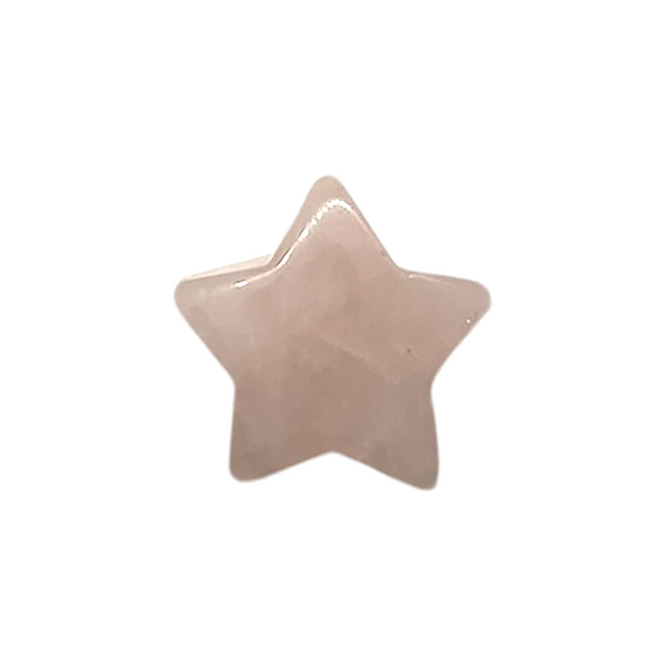 Star shaped rose quartz gemstone on a white background
