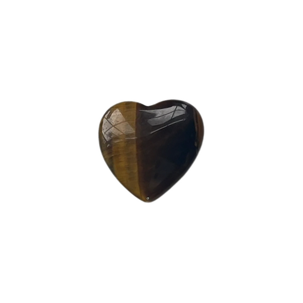 Heart-shaped tiger's eye stone on a white background