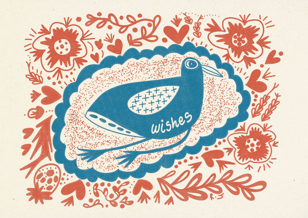 Wishes Bird A6 Greeting Card - Rebecca Joy Ltd