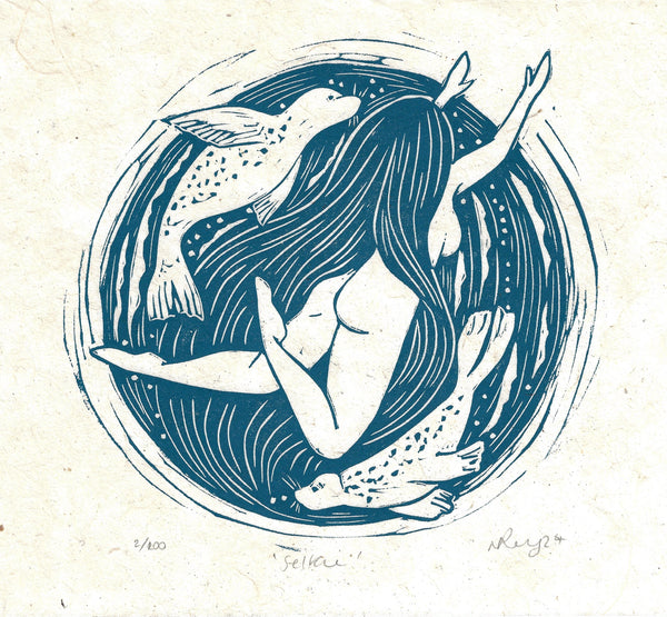 Selkie Linoprint - Prints by the Bay