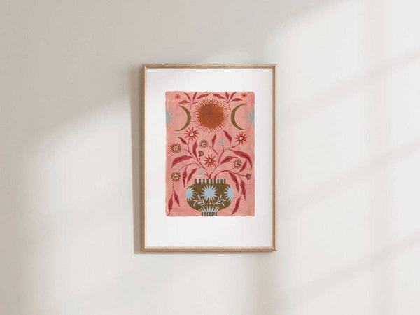 Pink Vase of Sunshine A5 Print - Summer Moon Studio