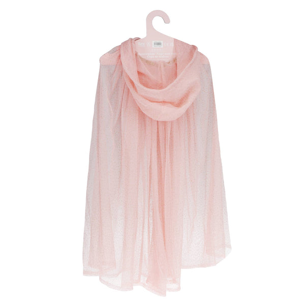 Light pink scarf on a hanger against a white background