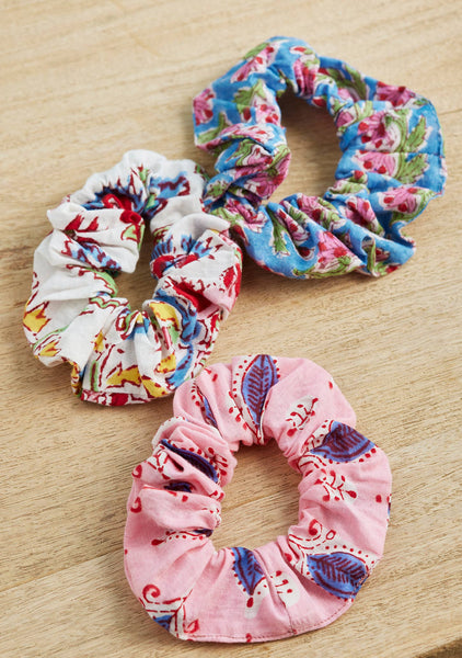 Block Print Scrunchie in Mixed Prints
