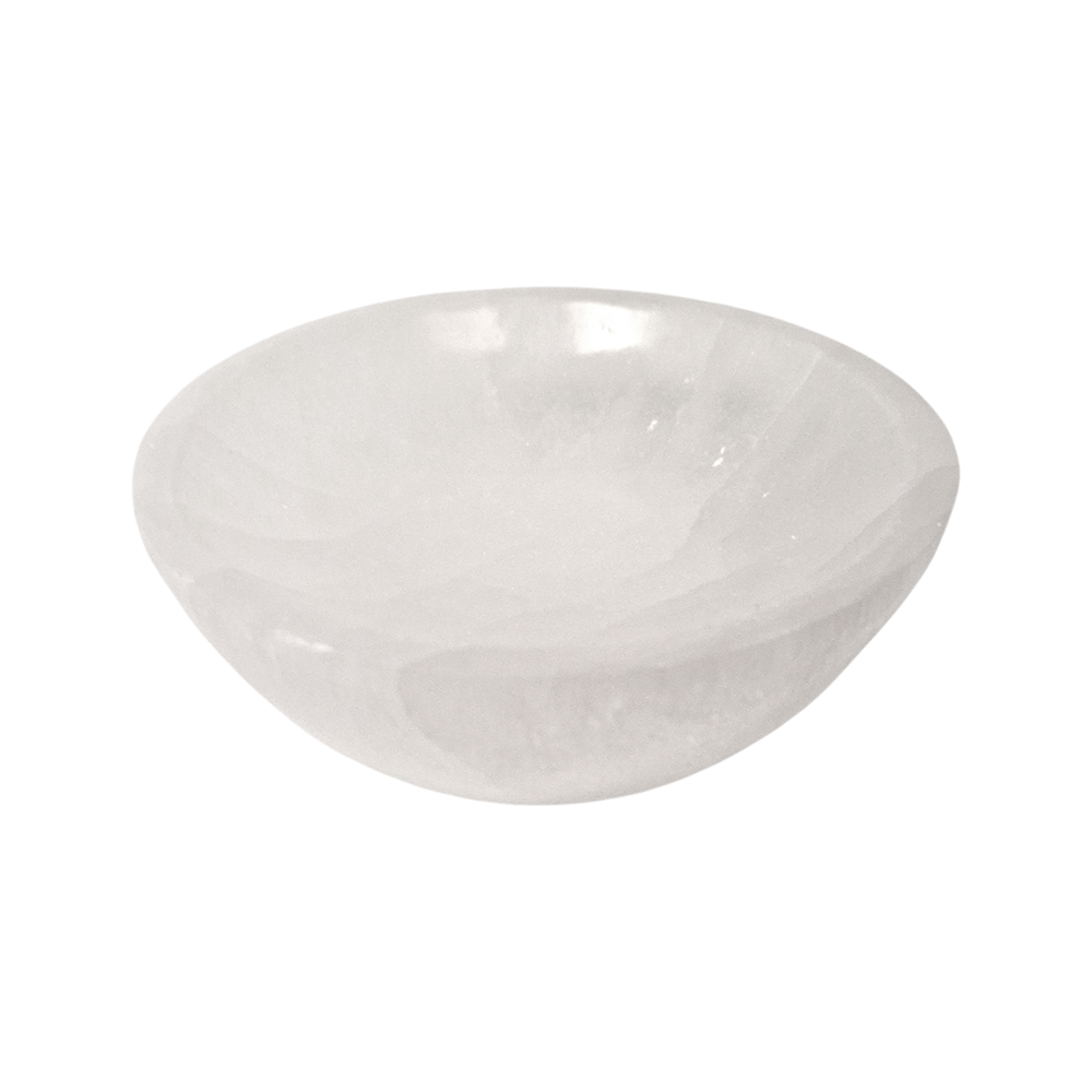 White crystal bowl on a white background